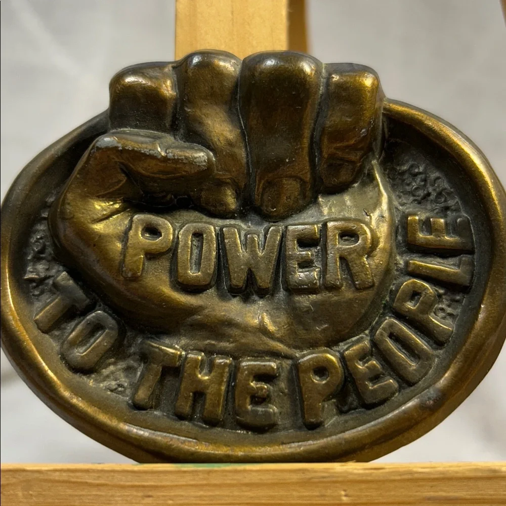 Extremely Rare sculptured Power to the People heavy belt buckle limited